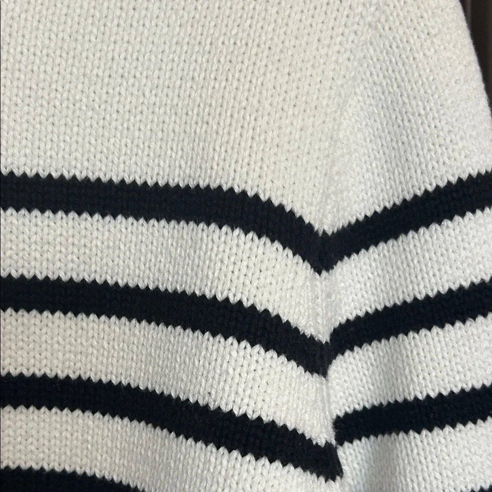 J. Crew White and Black Striped Ribbed Mock Neck Sweater - Picture 4 of 10